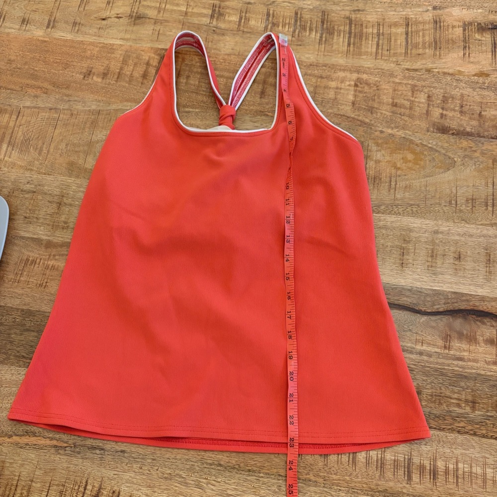 Lands End Tankini Top Women 16 Swimsuit Ribbed Racerback Built in Bra Modest - Picture 8 of 8
